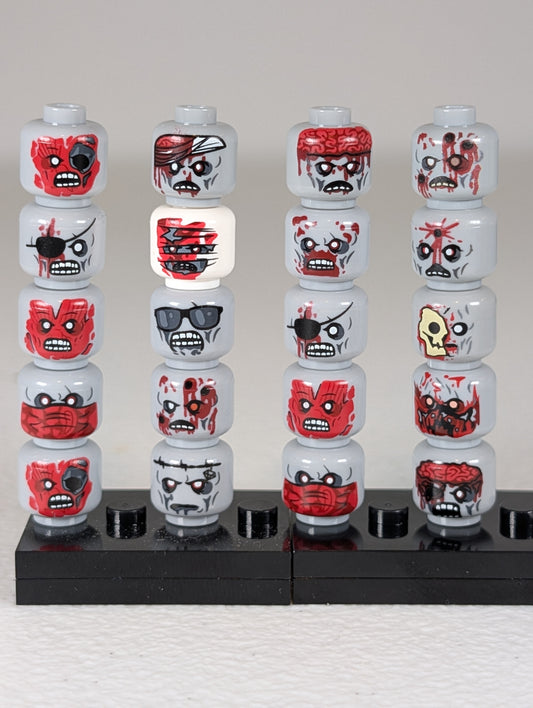 20x Zombie Head Pack for Brick Figures (Randomized Heads)