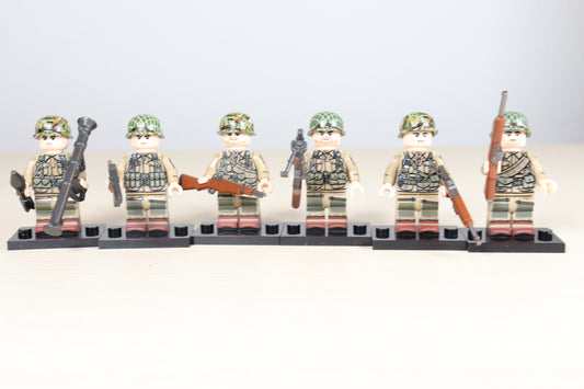 WW2 US Army Airborne Squad (6x Compatible Figures w/ Weapons)